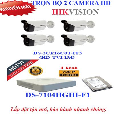 Trọn bộ 4 camera HD HIKVISION 1.0 (IT3)